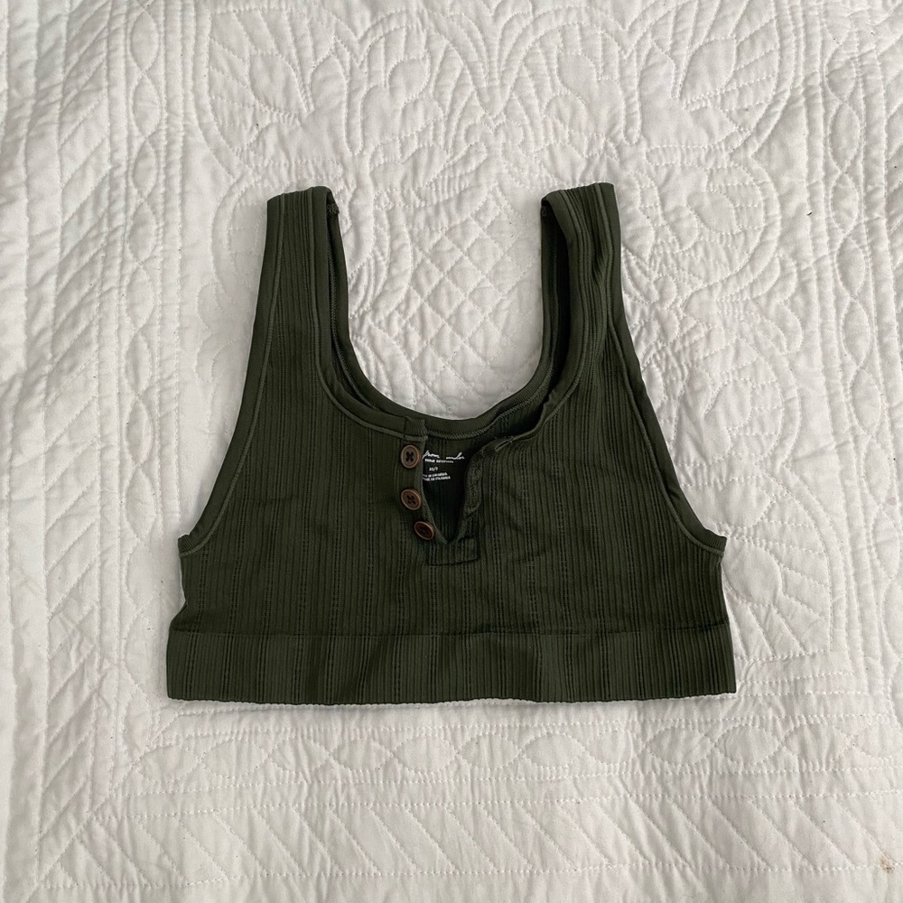 Urban Outfitters Out from Under Dark Green Notch Henley Seamless Bralette